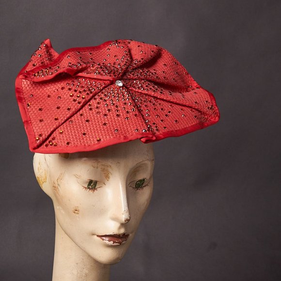 Red Jeweled Facinator Hat - Picture 4 of 11